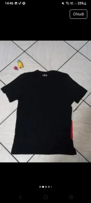 T-shirt Fila nera e rossa 100% cotone