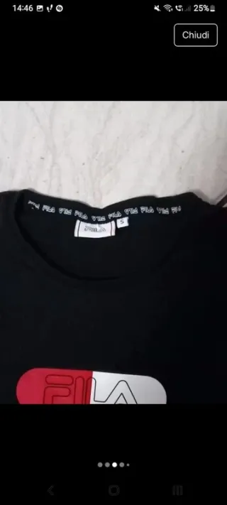 T-shirt Fila nera e rossa 100% cotone