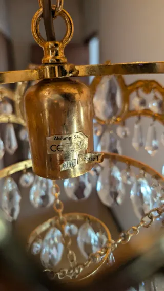 Lámpara Techo Cristal Swarovski Dorada