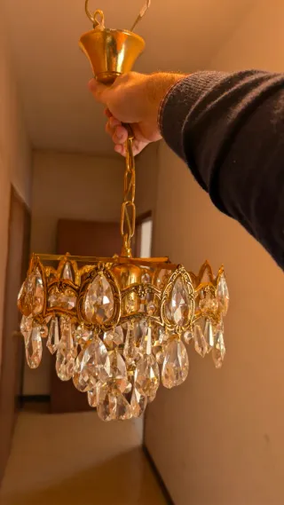 Lámpara Techo Cristal Swarovski Dorada