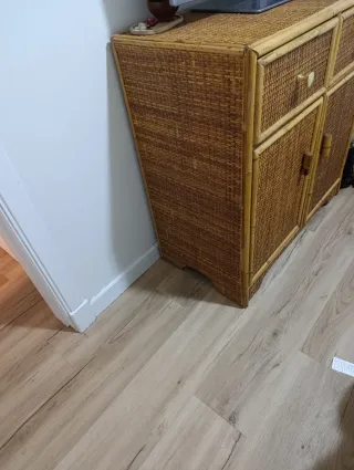 Comoda, cassettiera, mobile in rattan, vimini