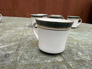 Juego 6 Tazas Café Porcelana Doradas