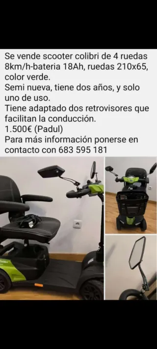 Scooter Colibrí 4 Ruedas Verde