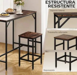 Mesa alta y 4 taburetes cocina industrial Nuevo