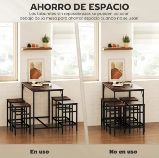 Mesa alta y 4 taburetes cocina industrial Nuevo