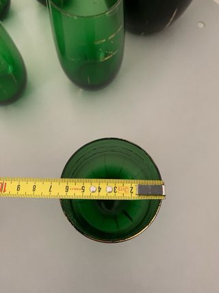 Caraffa e 5 Bicchieri Vetro Verde Oro vintage
