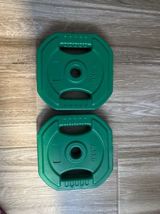 2 discos de pesa verdes 2.5 kg