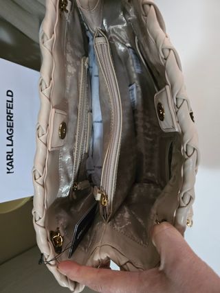 Bolso de hombro Karl Lagerfeld beige y dorado