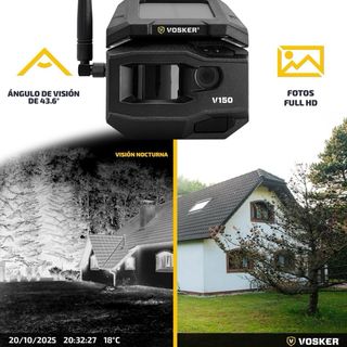 Cámara exterior 4G LTE con panel solar Vosker V150