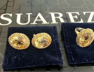 Conjunto Oro 18K Anillo y Pendientes