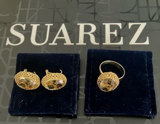 Conjunto Oro 18K Anillo y Pendientes