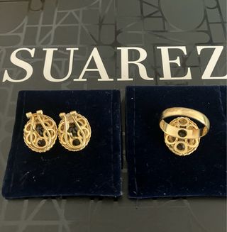 Conjunto Oro 18K Anillo y Pendientes