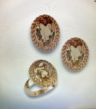 Conjunto Oro 18K Anillo y Pendientes