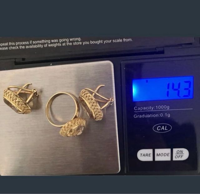 Conjunto Oro 18K Anillo y Pendientes