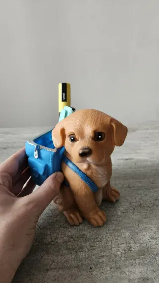 Portapenne cane con zainetto azzurro