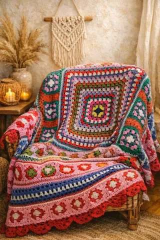 Manta crochet artesanal