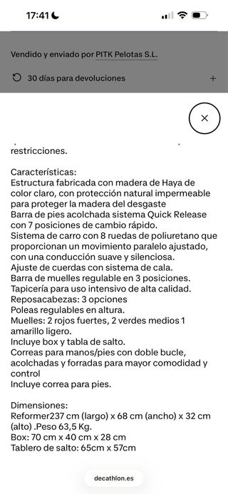 Máquina Pilates Madera Reformer