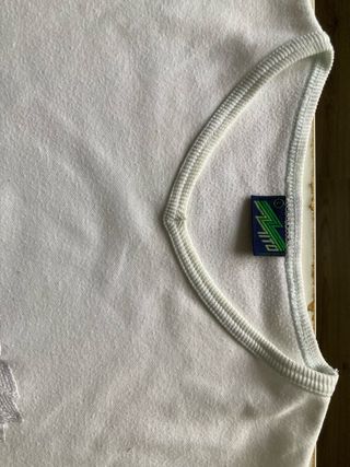 Sudadera blanca vintage cuello pico talla L