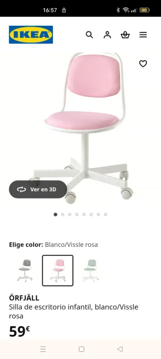Silla de escritorio infantil Ikea rosa