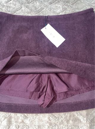 Falda Stradivarius Morada Talla L