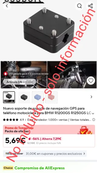 GPS TomTom Start 52 adaptado al soporte BMW moto