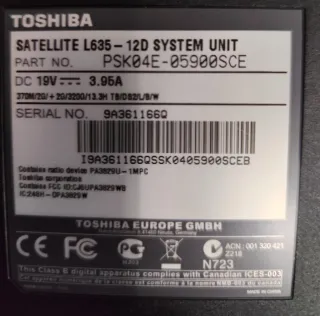 Portátil Toshiba Satellite L635 Rojo