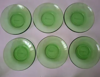 JUEGO DE TAZAS VINTAGE CRISTAL VERDE ELSADUR