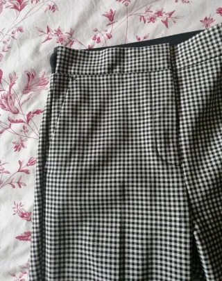 Pantalón Zara Cuadros Blanco y Negro