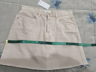 Falda vaquera Mango beige talla L