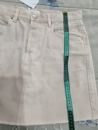 Falda vaquera Mango beige talla L