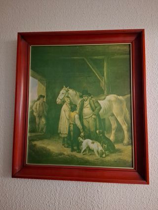 Cuadro vintage de los 80 con lámina George Morland