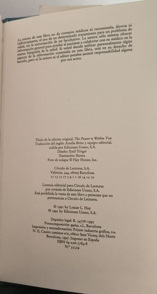 Libro El poder está dentro de ti - Louise L. Hay