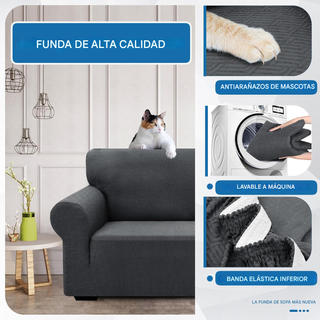 Funda Sofá 2 Plazas Elástica Gris Oscuro