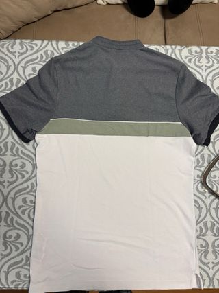 Polo manga corta hombre gris, verde y blanco