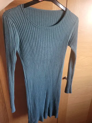 Vestido punto canalé verde talla única