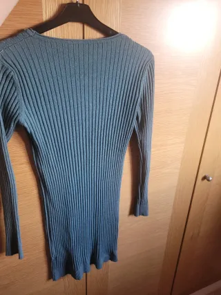 Vestido punto canalé verde talla única