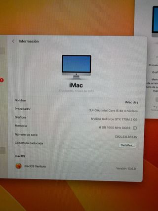 iMac 27 Apple Os Ventura + disco ssd
