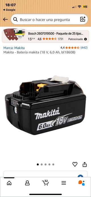 Batería Makita 18V LXT 6.0Ah Lithium-Ion