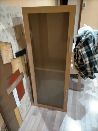 Mueble comedor madera y cristal