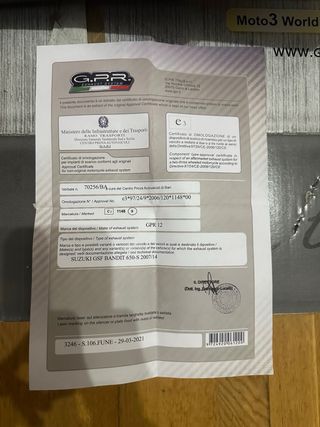 Escape GPR Furore Nero Suzuki GSF 650 Bandit