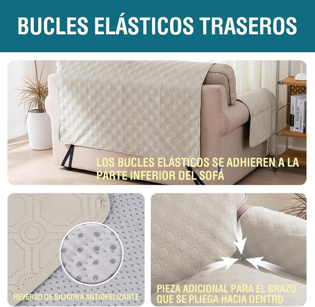 Funda sofá chaise longue beige