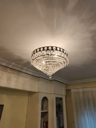 Lámpara de techo de cristal y metal