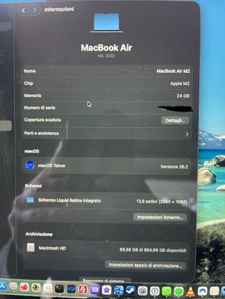 MacBook Air 2022 M2 Grigio Siderale