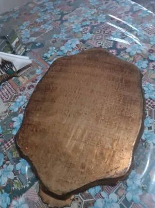 Bandeja antigua florentina dorada y verde