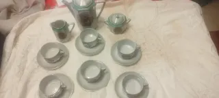 Juego de café porcelana y cristal