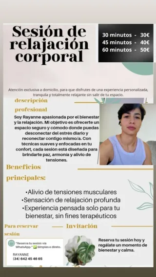 Masaje relajante a domicilio