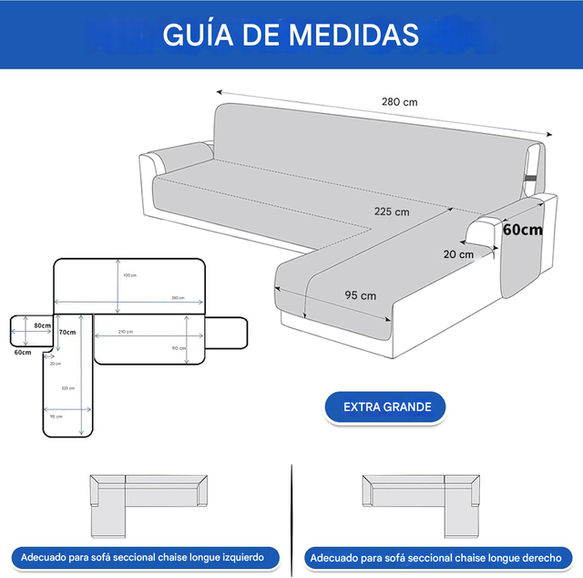 Funda Chaise Longue 4 Plazas Beige 280cm