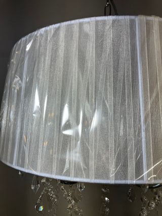 Lampadario paralume bianco/pendagli cristallo