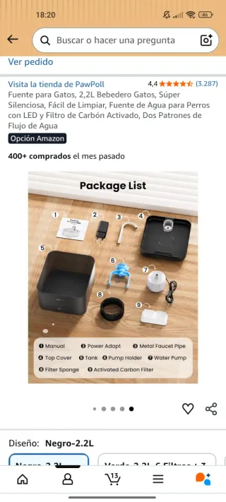 Fuente para gatos PawPoll 2.2L