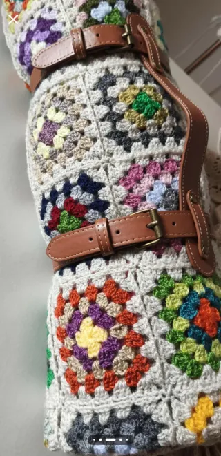 Manta "Abuelita" Crochet Cuadros Vintage
